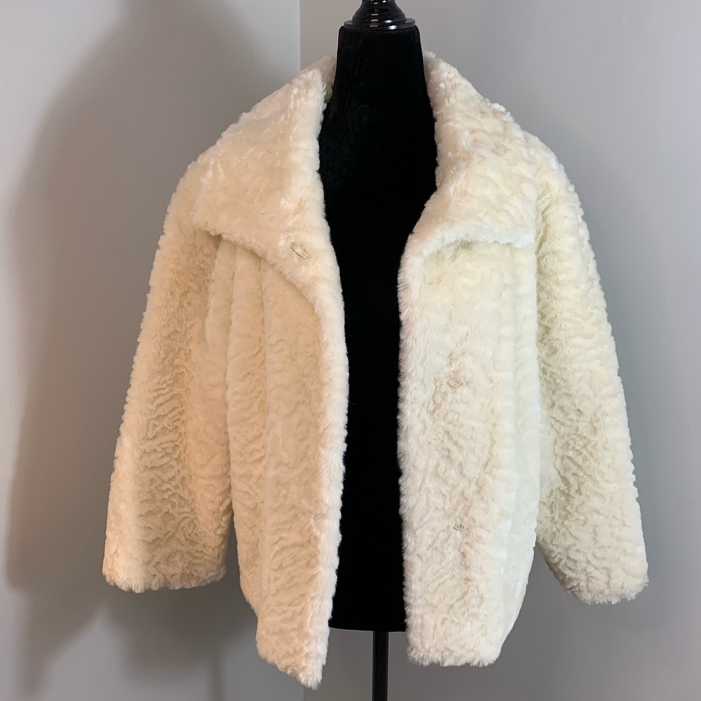 White House Black Market Faux Fur Coat ~Sz 14~